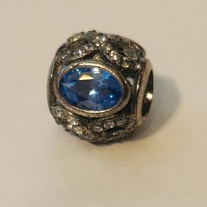 Infinity Symbol Blue Faux Topaz Birthstone Pendant with Diamonds